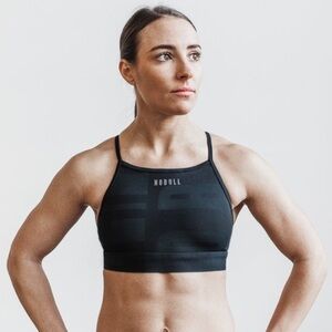 NWT NOBULL Matte High-Neck Sports Bra - XS - NB Print (green and black)